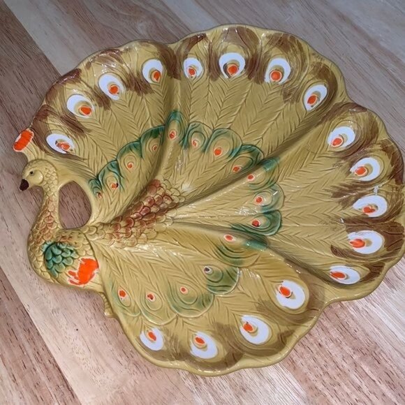 Vintage Peacock Shaped Ceramic Serving Platter - Picture 1 of 9